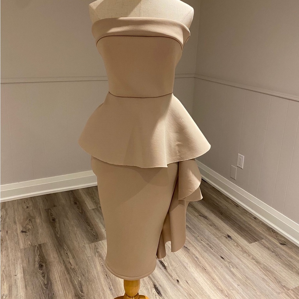 Yaya & Co scuba mini dress in nude